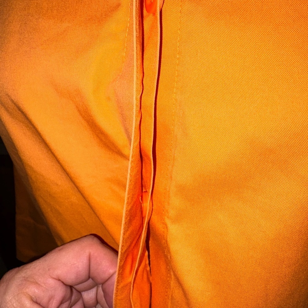 CHICOS SIZE 1 SIZE MEDIUM SIZE 8 ORANGE 3/4 SLEEVE HIDDEN BUTTON TOP - Picture 2 of 5